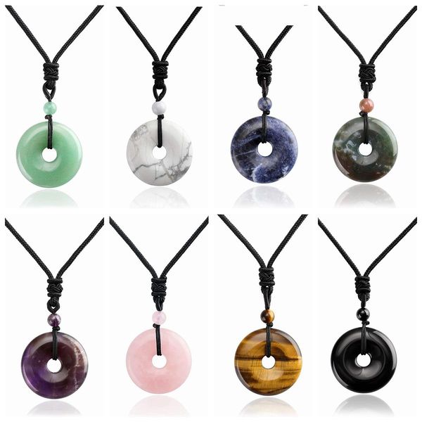 necklaces 6pc adjustable women healing chakra crystal donut necklace gemstone amulet lucky coin charm protection reiki pendant jewelry men, Silver
necklaces 6pc adjustable women healing chakra crystal donut necklace gemstone amulet lucky coin charm protection reiki pendant jewelry men, Silver