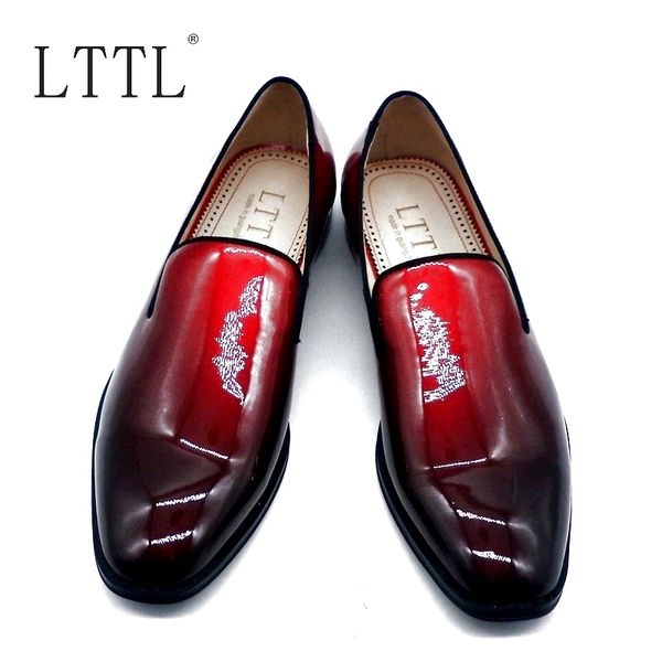 wine-red graduated color patent leather shoes men summer casual shoes flats loafers handmade mens shoes, Black 
wine-red graduated color patent leather shoes men summer casual shoes flats loafers handmade mens shoes, Black