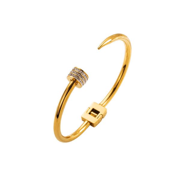 advanced sense new fashion opening titanium steel bracelet women's colorless electroplated gold inlaid diamond carti fine nail bracelet, Black
advanced sense new fashion opening titanium steel bracelet women's colorless electroplated gold inlaid diamond carti fine nail bracelet, Black