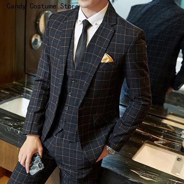 men's suits blazers business work wear dress asian size wedding suit men slim fit plaid suit 3pc set male groom pants man formal 230625, White;black
men's suits blazers business work wear dress asian size wedding suit men slim fit plaid suit 3pc set male groom pants man formal 230625, White;black