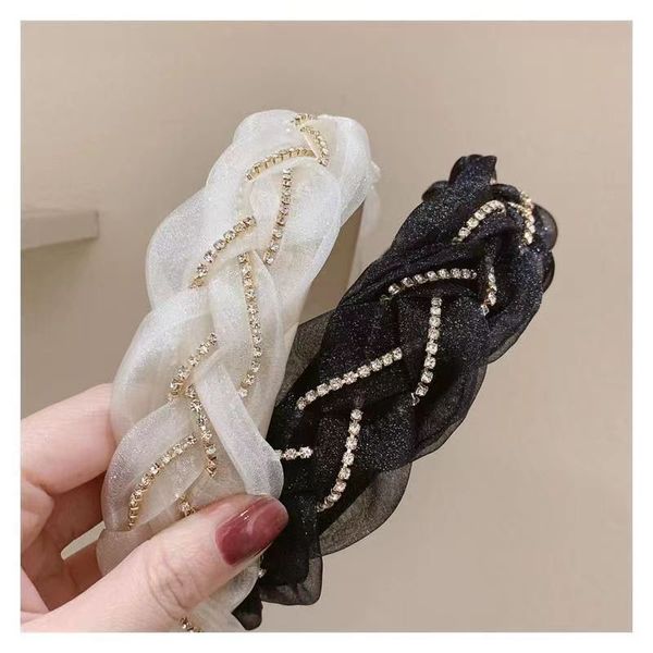 2023 new fried dough twists knitted hair band fairy organza popular high end rhinestone set diamond light luxury hair band, Silver
2023 new fried dough twists knitted hair band fairy organza popular high end rhinestone set diamond light luxury hair band, Silver