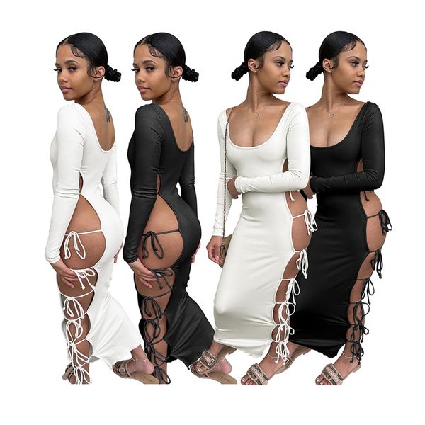 2023 designer elegant solid maxi dresses summer y2k side lace-up bodycon dress casual streetwear womens clothing u-neck lone sleeve wholesal, Black;gray
2023 designer elegant solid maxi dresses summer y2k side lace-up bodycon dress casual streetwear womens clothing u-neck lone sleeve wholesal, Black;gray