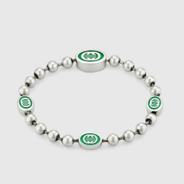 2023 gujia 925 sterling silver classic double interlocking green enamel g family bracelet round bead couple same ornament, Black
2023 gujia 925 sterling silver classic double interlocking green enamel g family bracelet round bead couple same ornament, Black