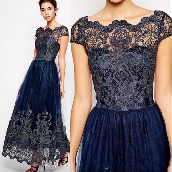 2023 mother off bride dresses navy blue illusion cap sleeve plus size lace appliques ankle length women formal mothers gowns, Black;red
2023 mother off bride dresses navy blue illusion cap sleeve plus size lace appliques ankle length women formal mothers gowns, Black;red