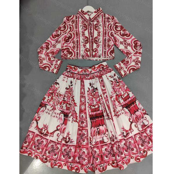 23ss skirt set womens designer clothing lapel print long sleeve shirt long half skirt sets womens clothing a1, White
23ss skirt set womens designer clothing lapel print long sleeve shirt long half skirt sets womens clothing a1, White