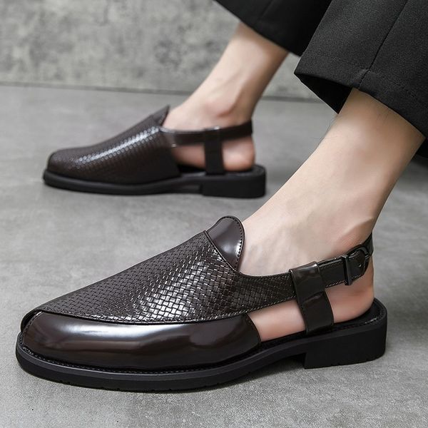 men sandals woven pattern pu stitching hollow square buckle comfortable fashion summer men shoes, Black
men sandals woven pattern pu stitching hollow square buckle comfortable fashion summer men shoes, Black