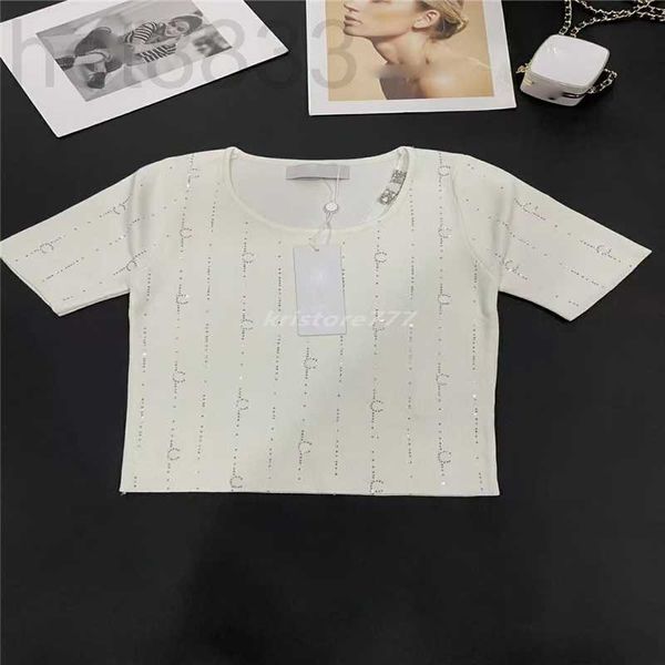 women's t-shirt designer womens summer knit tee with letter print milan runway cotton crew neck crop clothing high end pullovers sweat, White
women's t-shirt designer womens summer knit tee with letter print milan runway cotton crew neck crop clothing high end pullovers sweat, White