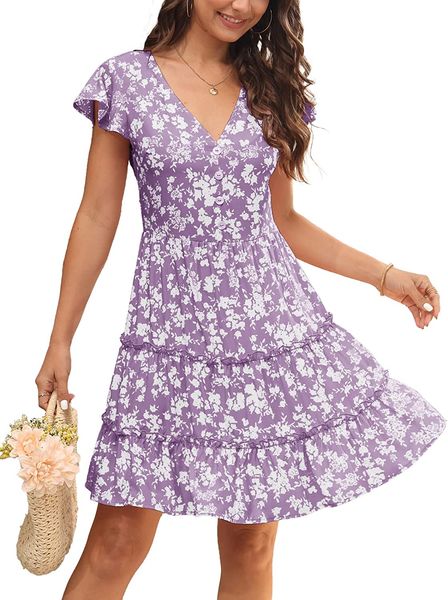 summer designer dresses for women luxury floral flowy short sleeve v neck ruffle hem a line casual sun mini dress, Black;gray
summer designer dresses for women luxury floral flowy short sleeve v neck ruffle hem a line casual sun mini dress, Black;gray