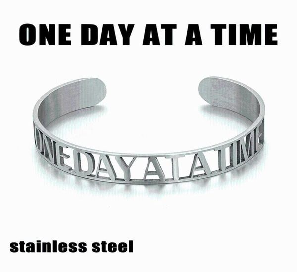 silver color stainless steel open bangle letter one day at a time for women men adjustable jewelry gift8256887, Black
silver color stainless steel open bangle letter one day at a time for women men adjustable jewelry gift8256887, Black