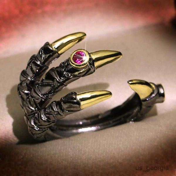 band rings gothic male crystal rose red stone ring charm black gold color wedding rings for men vintage paw claw thin adjustable ring r23062, Silver
band rings gothic male crystal rose red stone ring charm black gold color wedding rings for men vintage paw claw thin adjustable ring r23062, Silver