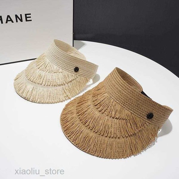 wide brim hats rh spring summer new fashion visor straw hat female tassels design empty outdoor women sun capssun block hkd230625, Blue;gray
wide brim hats rh spring summer new fashion visor straw hat female tassels design empty outdoor women sun capssun block hkd230625, Blue;gray