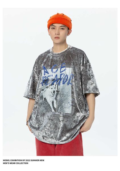 huajiaying fashion brand golden velvet t-shirt for men's summer small neckline short sleeve vintage half sleeve, White;black
huajiaying fashion brand golden velvet t-shirt for men's summer small neckline short sleeve vintage half sleeve, White;black