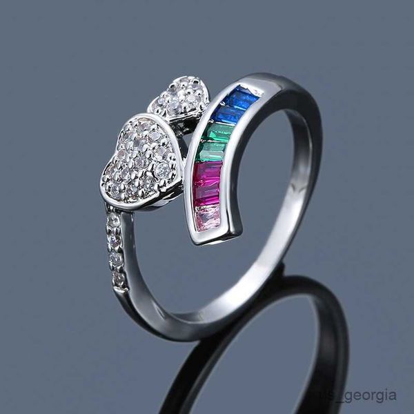 band rings female ladies colorful zircon stone ring classic promise engagement rings for women cute yellow gold cross heart ring r230625, Silver 
band rings female ladies colorful zircon stone ring classic promise engagement rings for women cute yellow gold cross heart ring r230625, Silver