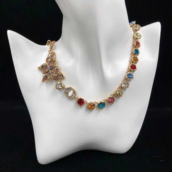 double butterfly vegetable color water diamond necklace open bracelet brass material fashion versatile ring, Silver
double butterfly vegetable color water diamond necklace open bracelet brass material fashion versatile ring, Silver