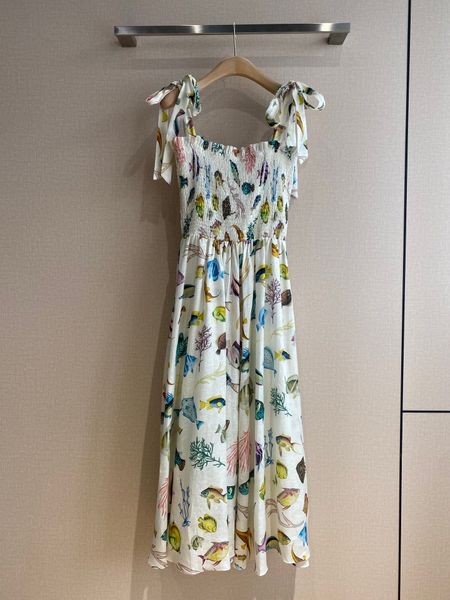 women designer clothing fashion strap slim big swing fresh slim strap small fish print mid length dress, Black;gray
women designer clothing fashion strap slim big swing fresh slim strap small fish print mid length dress, Black;gray