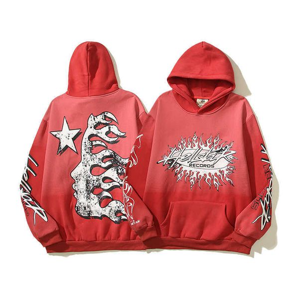 23s american fashion label hellstar high street ins with the same clay print flame red hooded sweater for both men and women, Black
23s american fashion label hellstar high street ins with the same clay print flame red hooded sweater for both men and women, Black