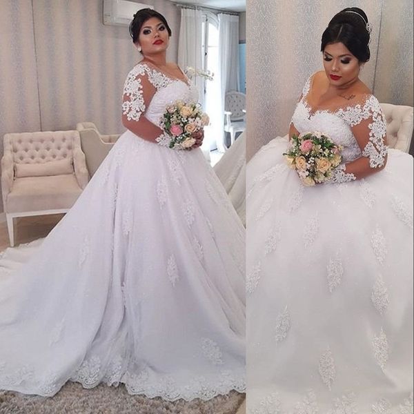 2023 a line wedding dresses simple scoop neck illusion long sleeves lace appliques bridal gowns floor length plus size vestido de noiva plus, White
2023 a line wedding dresses simple scoop neck illusion long sleeves lace appliques bridal gowns floor length plus size vestido de noiva plus, White