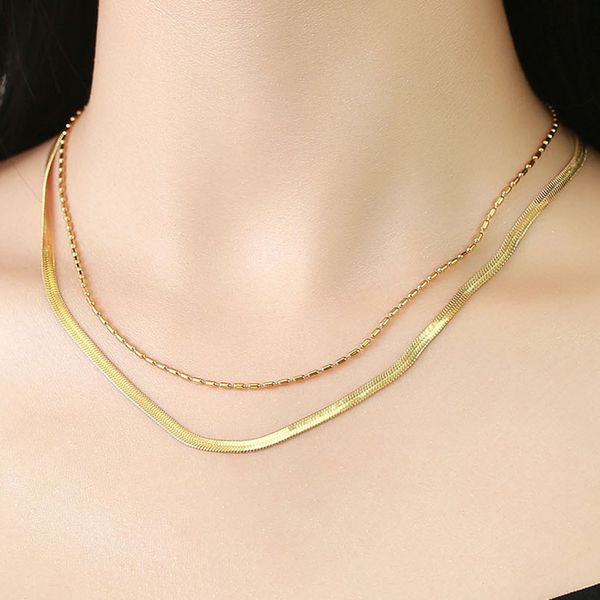 women's necklace personalized and trendy stainless steel double-layer chain necklace with extended chain jewelry party gift yw278nc-107, Golden;silver
women's necklace personalized and trendy stainless steel double-layer chain necklace with extended chain jewelry party gift yw278nc-107, Golden;silver
