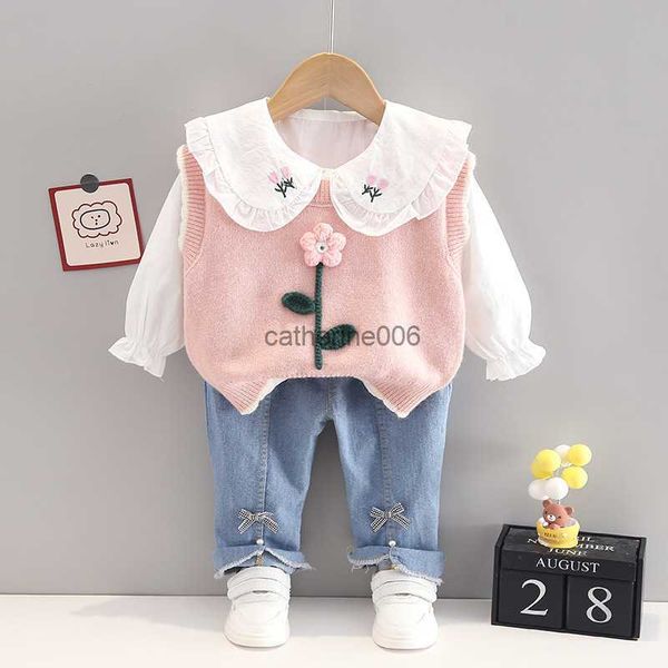 spring newborn baby girls' clothes outfit sets knitted vest shirt bow jeans suit for girls baby clothing 1st birthday wear sets l230625, White
spring newborn baby girls' clothes outfit sets knitted vest shirt bow jeans suit for girls baby clothing 1st birthday wear sets l230625, White