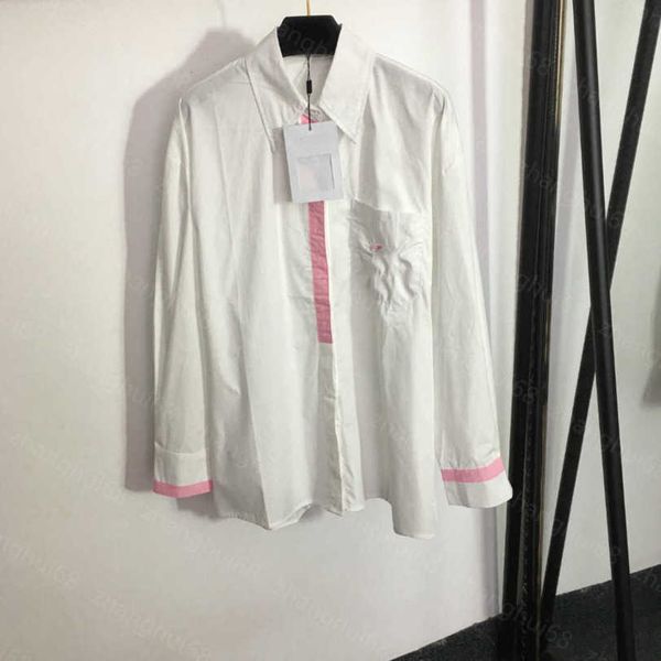 23ss high neck blouse women shirt womens designer clothing logo embroidery single pocket pink-tone patchwork long sleeve cotton shirt women, White
23ss high neck blouse women shirt womens designer clothing logo embroidery single pocket pink-tone patchwork long sleeve cotton shirt women, White