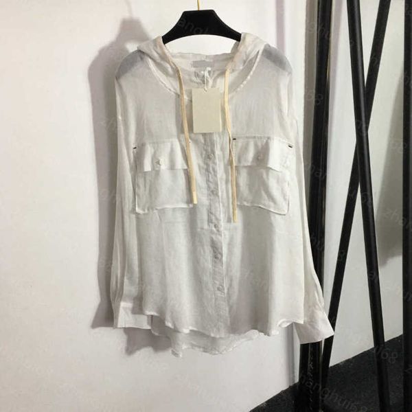 23ss women shirt womens designer clothing high neck blouse chest pocket long sleeve hooded suntan coat shirt women clothes a1, White
23ss women shirt womens designer clothing high neck blouse chest pocket long sleeve hooded suntan coat shirt women clothes a1, White