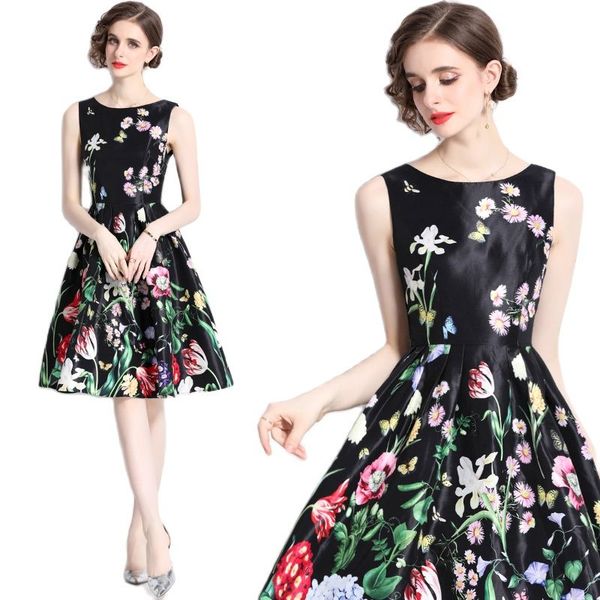 black summer floral print midi dress summer women runway designer o-neck slim party ruched sleeveless tank dresses ballgown 2023 female vaca, Black;gray
black summer floral print midi dress summer women runway designer o-neck slim party ruched sleeveless tank dresses ballgown 2023 female vaca, Black;gray