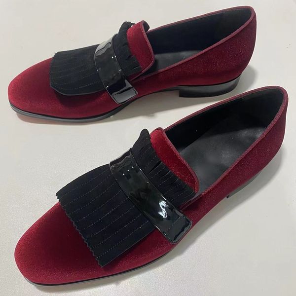wine-red velvet loafers men tassel shoes luxury designer casual shoes mocassins mens flats smoking slippers, Black
wine-red velvet loafers men tassel shoes luxury designer casual shoes mocassins mens flats smoking slippers, Black