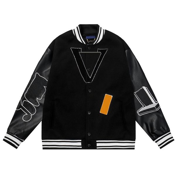 men's designer baseball jacket coats flocking leather sleeves fashion streetwear jacket single breasted warm jackets women clothing out, Black;brown
men's designer baseball jacket coats flocking leather sleeves fashion streetwear jacket single breasted warm jackets women clothing out, Black;brown