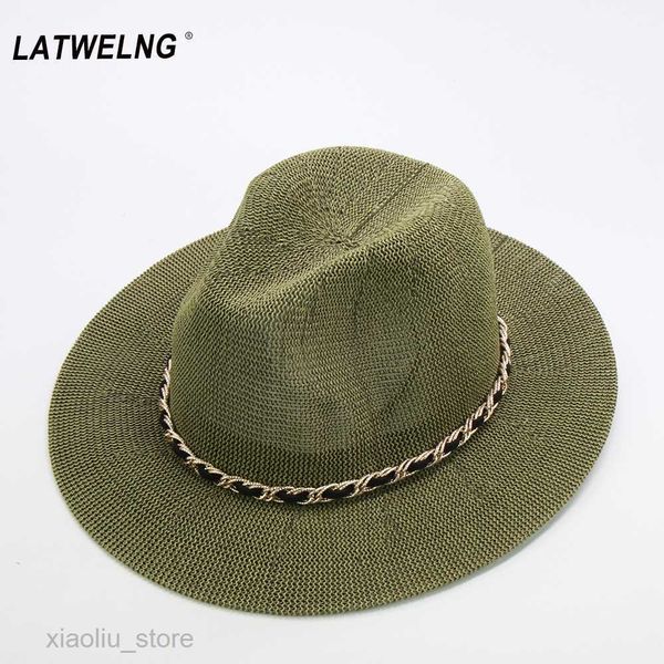 wide brim hats fashion metal chain panama hats for women 10 colors jazz cooling sun hats summer breathable elegant ladies party hat wholesal, Blue;gray
wide brim hats fashion metal chain panama hats for women 10 colors jazz cooling sun hats summer breathable elegant ladies party hat wholesal, Blue;gray
