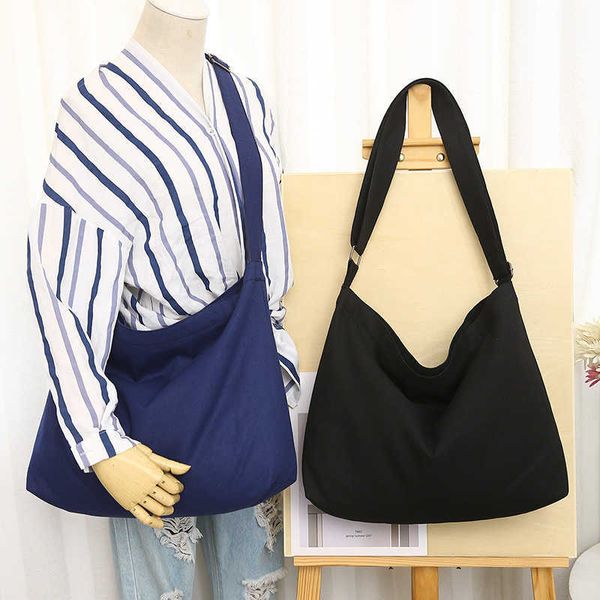 solid canvas tote bag new simple one shoulder crossbody canvas bag can