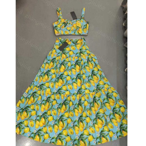 23ss womens designer clothing skirt set lemon print strapless halter pleated skirt sets womens clothing a1, White
23ss womens designer clothing skirt set lemon print strapless halter pleated skirt sets womens clothing a1, White