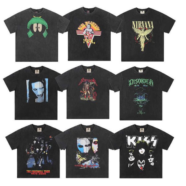 washable old short sleeve t-shirt loose hip hop men's and women's digital direct spray printing, White;black
washable old short sleeve t-shirt loose hip hop men's and women's digital direct spray printing, White;black