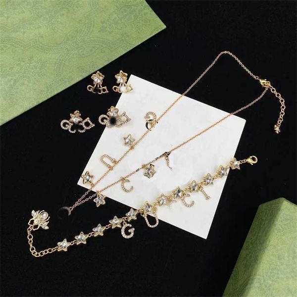 2023 gujia letter pentagram insect rhinestone necklace bracelet ear studs brass minority design set, Silver
2023 gujia letter pentagram insect rhinestone necklace bracelet ear studs brass minority design set, Silver