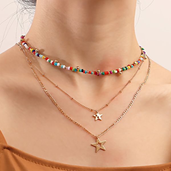 retro five-pointed star pendant tassels multi-layered wearing necklace small fresh rice beads with a variety of necklaces hand-crafted jewel, Silver
retro five-pointed star pendant tassels multi-layered wearing necklace small fresh rice beads with a variety of necklaces hand-crafted jewel, Silver