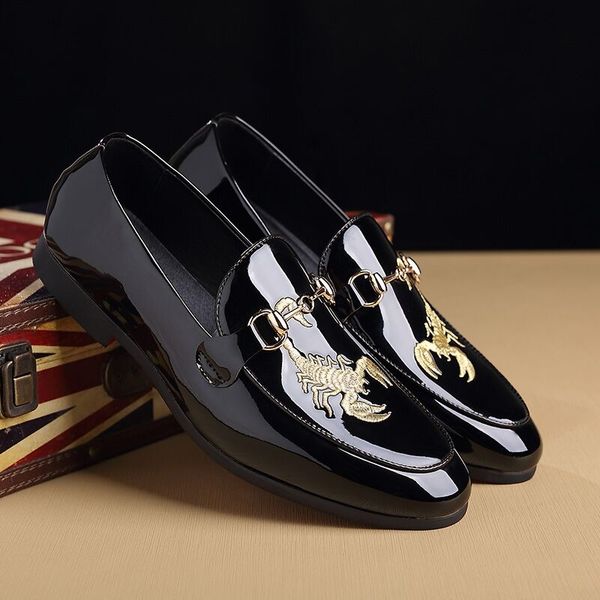 stylish big size black patent leather men shoes gold embroidery scorpion dress shoes horsebit loafers night club shoes
stylish big size black patent leather men shoes gold embroidery scorpion dress shoes horsebit loafers night club shoes