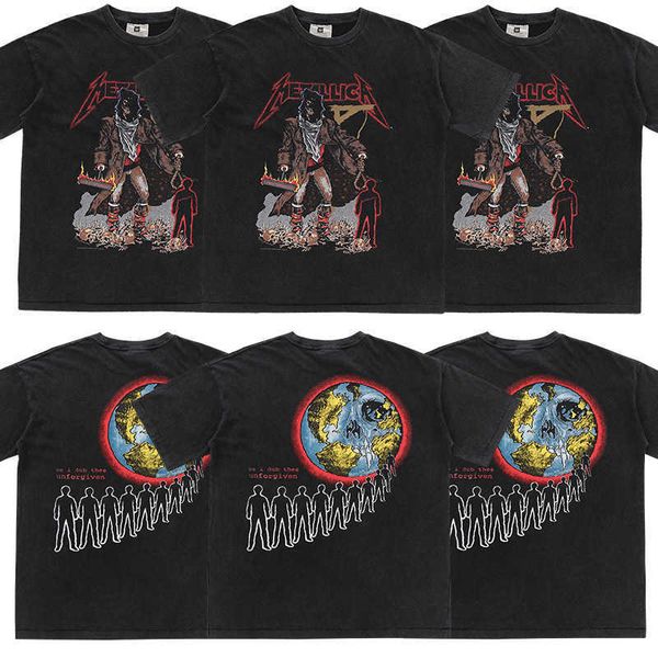 vintage trendy metallica band earthman ancient short sleeved vintage fog high street loose t-shirt, White;black
vintage trendy metallica band earthman ancient short sleeved vintage fog high street loose t-shirt, White;black