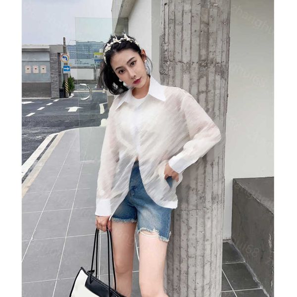 23ss womens designer clothing high neck blouse women shirt lapels full embroidered sun protection long sleeve shirt women clothes a1, White
23ss womens designer clothing high neck blouse women shirt lapels full embroidered sun protection long sleeve shirt women clothes a1, White