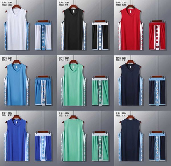 new basketball uniform suit men's printed north carolina blue shirt one set of sports training vest printed match team uniform, Black;red
new basketball uniform suit men's printed north carolina blue shirt one set of sports training vest printed match team uniform, Black;red