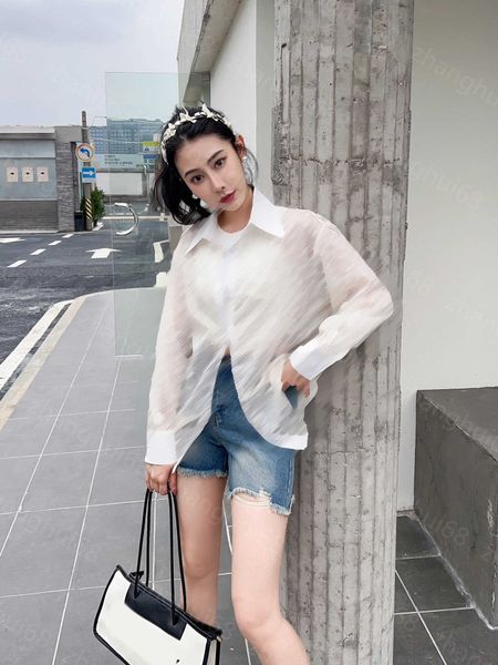 23ss womens designer clothing high neck blouse women shirt lapels full embroidered sun protection long sleeve shirt women clothes, White
23ss womens designer clothing high neck blouse women shirt lapels full embroidered sun protection long sleeve shirt women clothes, White