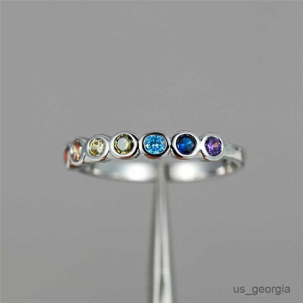 band rings cute female green blue purple crystal stone ring charm silver color love engagement ring vintage wedding rings for women r230625 
band rings cute female green blue purple crystal stone ring charm silver color love engagement ring vintage wedding rings for women r230625