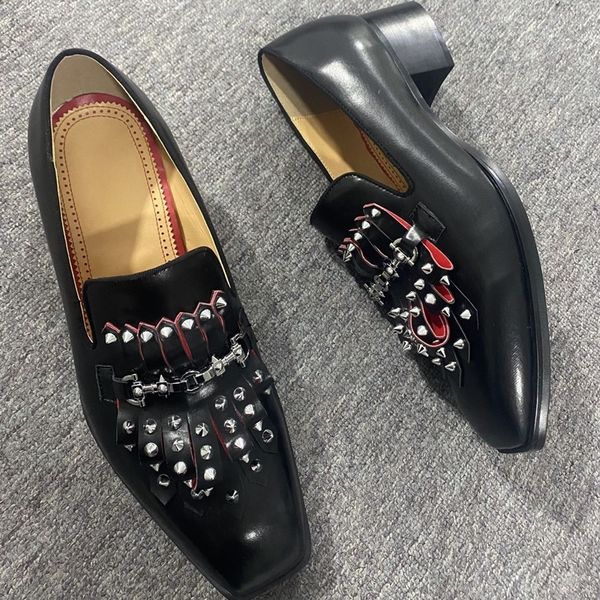 new men spike shoes genuine leather tassel loafers luxury fashion mens black rivet shoes slip on dress shoes
new men spike shoes genuine leather tassel loafers luxury fashion mens black rivet shoes slip on dress shoes