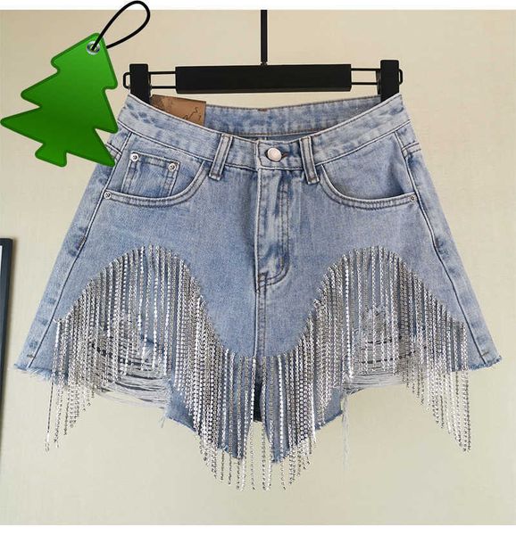 women's heavy rhinestone fringed hole jeans shorts female high waist summer fashion wide leg denim shorts, Blue
women's heavy rhinestone fringed hole jeans shorts female high waist summer fashion wide leg denim shorts, Blue