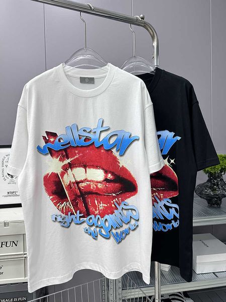men and women american trendy hellstar lip print street men's short sleeved pure cotton loose summer loose fitting t-shirt ins, White;black
men and women american trendy hellstar lip print street men's short sleeved pure cotton loose summer loose fitting t-shirt ins, White;black