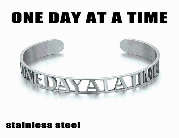 silver color stainless steel open bangle letter one day at a time for women men adjustable jewelry gift9873621, Black
silver color stainless steel open bangle letter one day at a time for women men adjustable jewelry gift9873621, Black