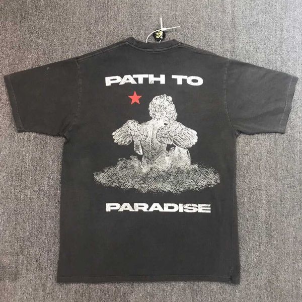 men and women hellstar studios path to paradise tee angel short sleeve t-shirt european and american fashion, White;black
men and women hellstar studios path to paradise tee angel short sleeve t-shirt european and american fashion, White;black