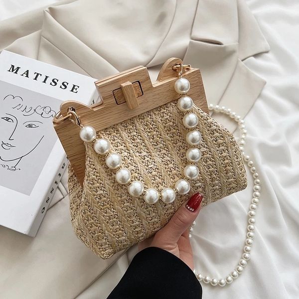 evening bags fashion pearl chain straw bag women handwoven handbag summer wooden rattan shoulder brand luxury crossbody 230625
evening bags fashion pearl chain straw bag women handwoven handbag summer wooden rattan shoulder brand luxury crossbody 230625