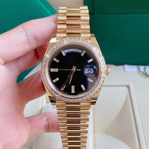 with diamond luxury date mens watch black dial gold 40mm automatic mechanical 2813 stainless steel band 904l women's watch waterproof s, Slivery;brown
with diamond luxury date mens watch black dial gold 40mm automatic mechanical 2813 stainless steel band 904l women's watch waterproof s, Slivery;brown