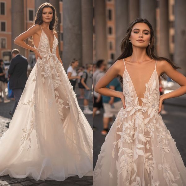 berta a line wedding dresses for bride spaghetti v neck backless wedding dress vestidos de novia lace appliques designer bridal gowns, White
berta a line wedding dresses for bride spaghetti v neck backless wedding dress vestidos de novia lace appliques designer bridal gowns, White