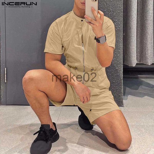 men's shorts fashion men rompers solid stand collar short sleeve streetwear drawstring zipper jumpsuits men 2023 cargo overalls s5xl x0, White;black
men's shorts fashion men rompers solid stand collar short sleeve streetwear drawstring zipper jumpsuits men 2023 cargo overalls s5xl x0, White;black