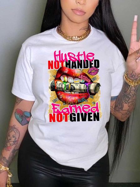 2023 women's short sleeved round neck white t-shirt fashion lips us dollar print
2023 women's short sleeved round neck white t-shirt fashion lips us dollar print